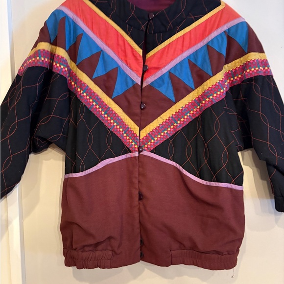 Jackets & Blazers - Vintage 80’s folk art patchwork quilted jacket